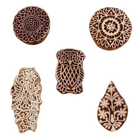 Set of 5 Piece New Mix Wooden Printing Blocks